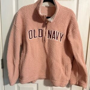Old Navy Blush Sherpa Half-Zip Pullover